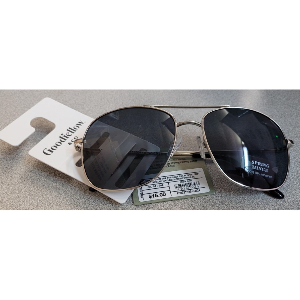 Men's Retro Sunglasses - Goodfellow Aviator Spring Hinge 100% UV Protection